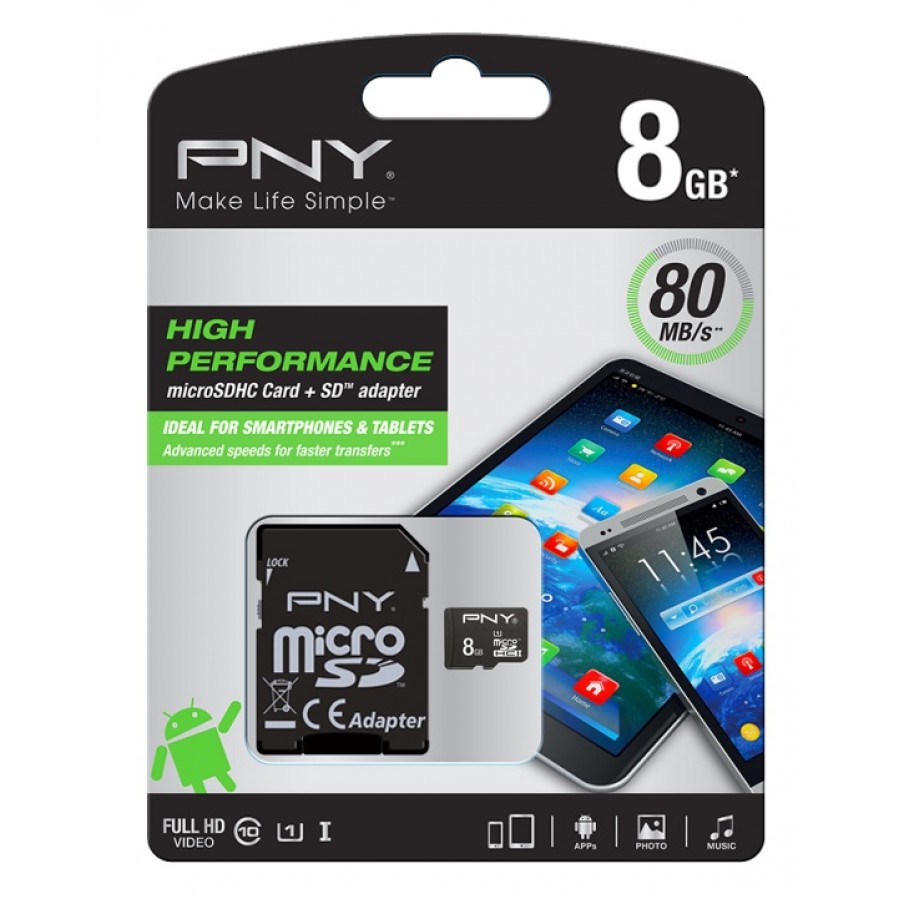 کارت حافظه PNY 8G کلاس 10 سرعت 80MB/s