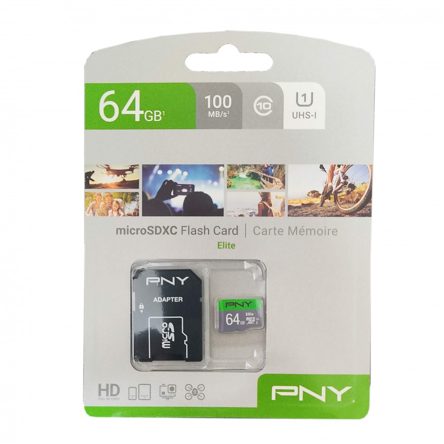 کارت حافظه PNY 64G کلاس 10 سرعت 100MB/s همراه با آداپتور