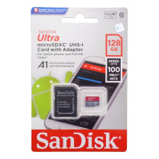 کارت حافظه رنگی Sandisk 128G کلاس 10 U3 سرعت 100MB/s همراه با آداپتور