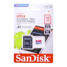 کارت حافظه رنگی Sandisk 16G کلاس 10 سرعت 98MB/s همراه با آداپتور 