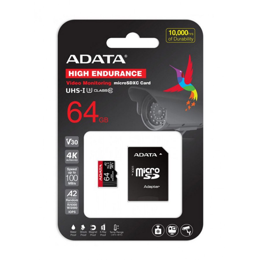 کارت حافظه ADATA 64GB U3 سرعت 100MB/s همراه با آداپتور 