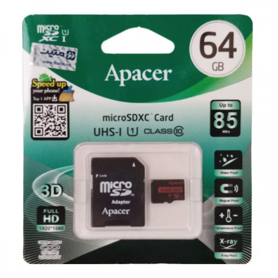 کارت حافظه APACER 64GB سرعت 85MB/s به همراه آداپتور