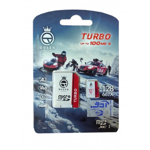 کارت حافظه QUEEN TECH 128G کلاس 10 سرعت 100MB/s همراه با آداپتور