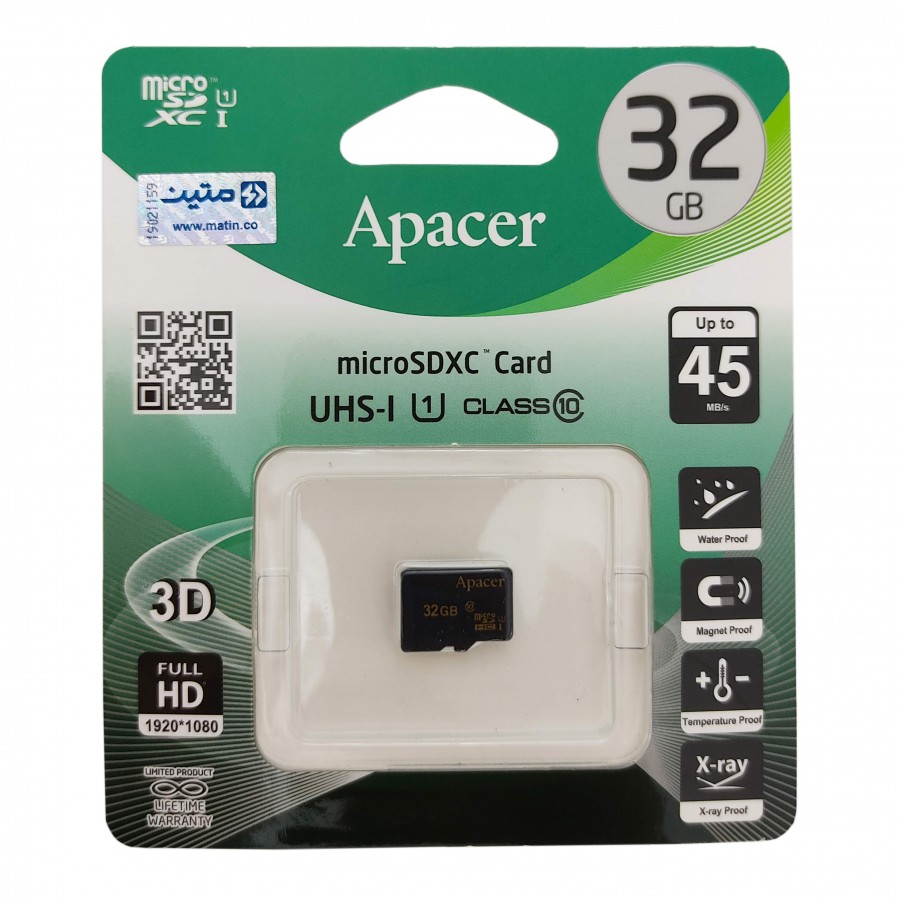 کارت حافظه APACER 32GB کلاس 10 سرعت 45MB/s