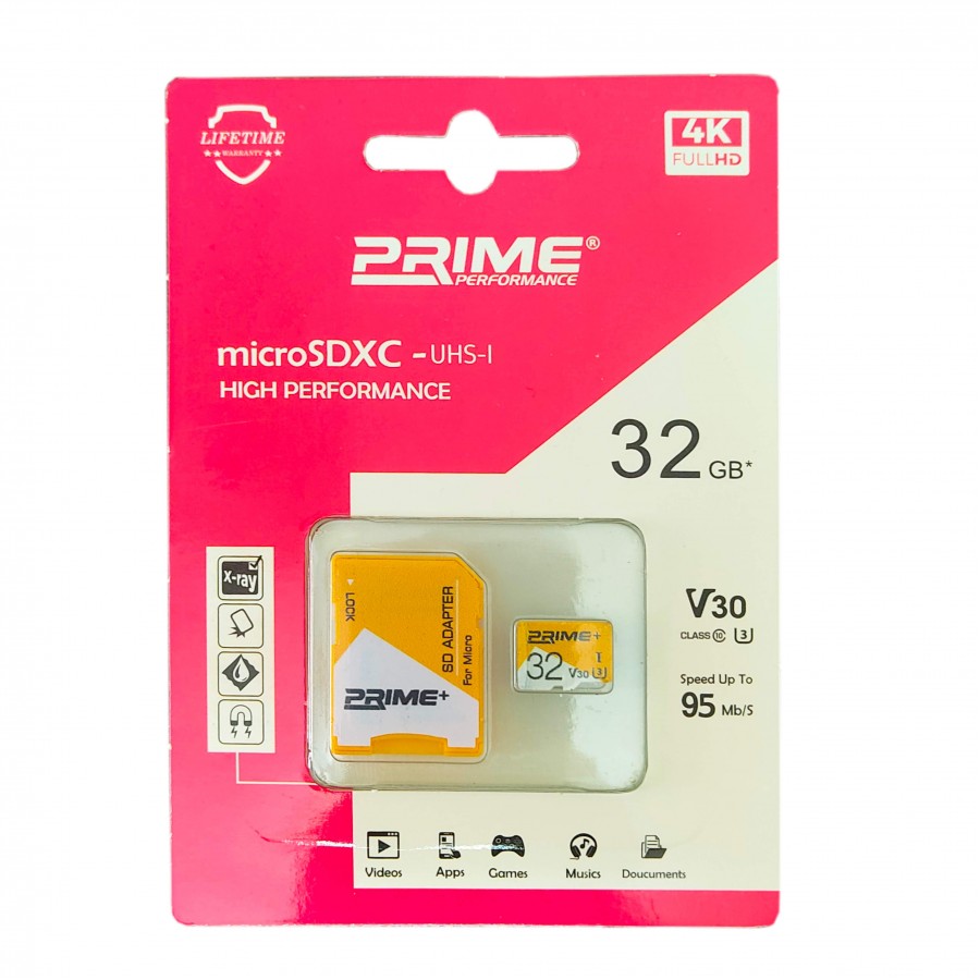 کارت حافظه PRIME 32G U3 سرعت 95MB/s همراه با آداپتور