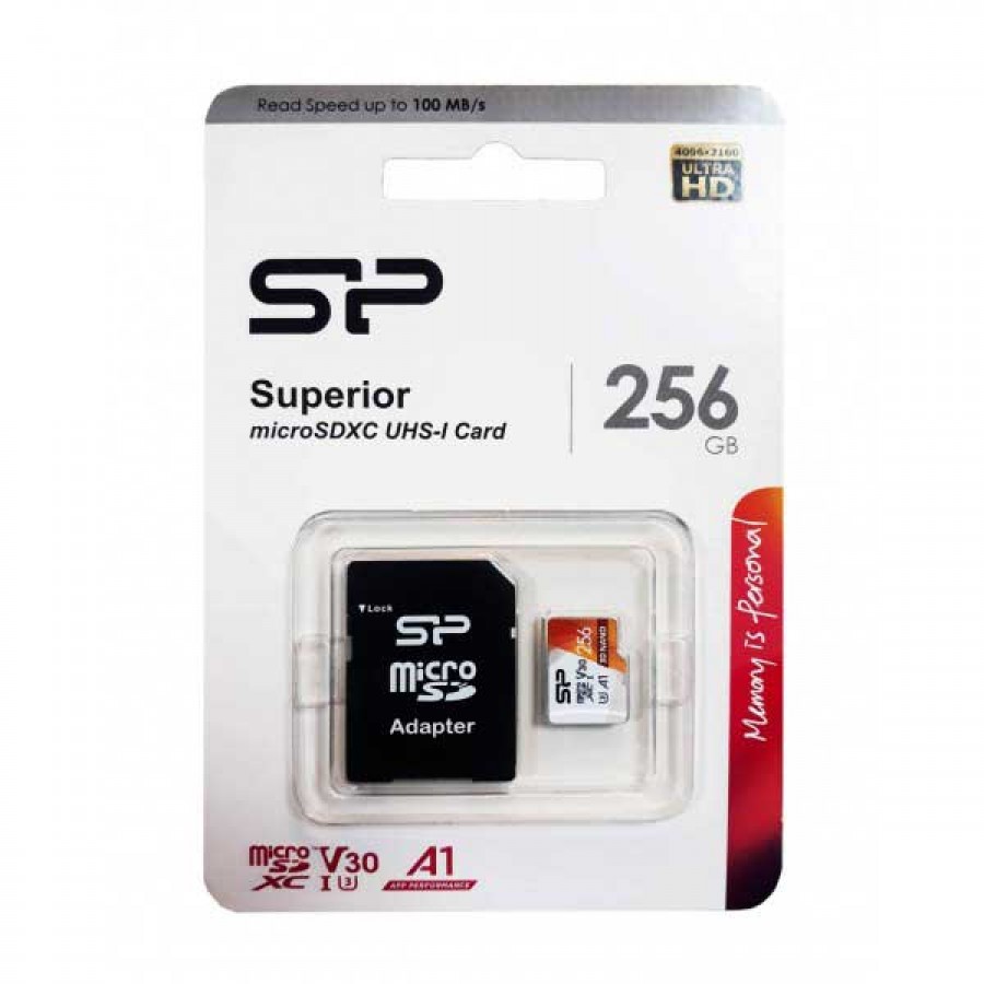 کارت حافظه SILICON POWER 256GB U3 مدل Superior سرعت 100MB/s همراه با آداپتور