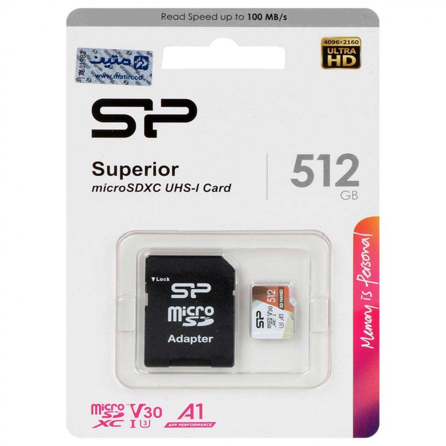 کارت حافظه SILICON POWER 512GB U3 مدل Superior سرعت 100MB/s همراه با آداپتور