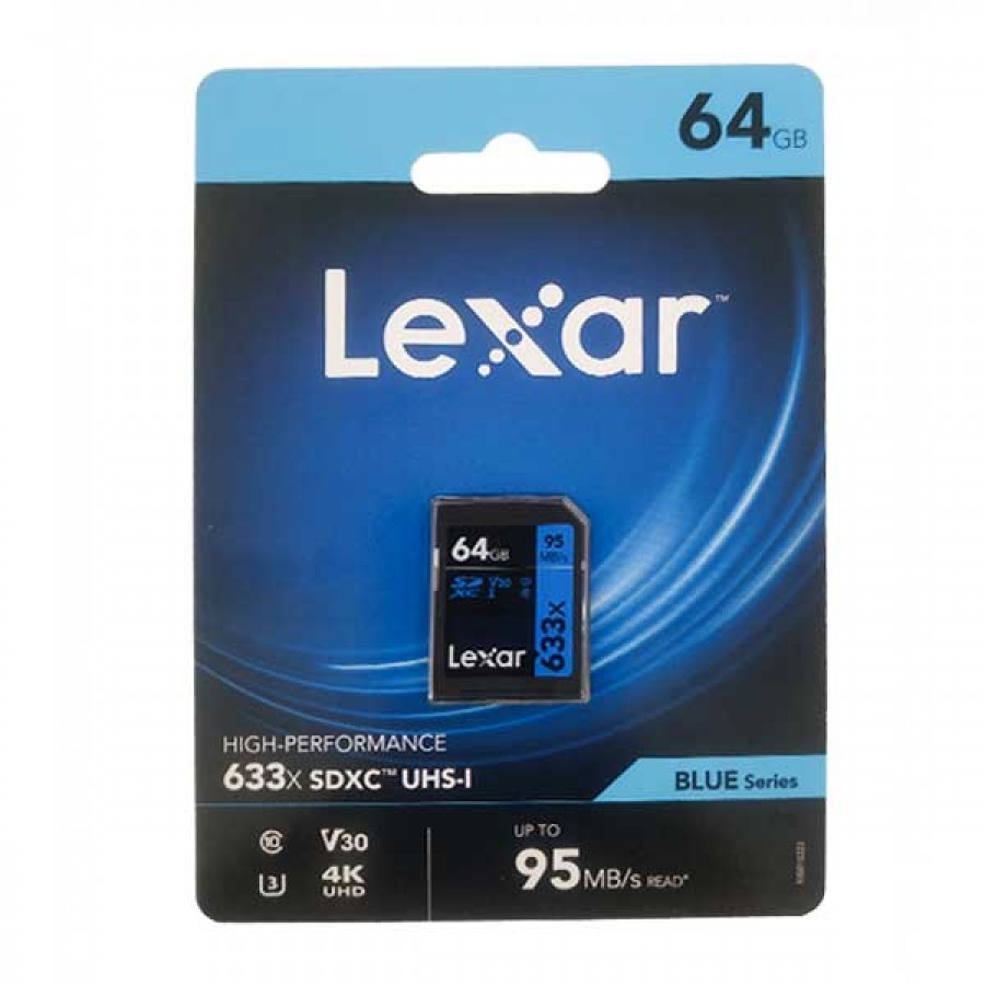 کارت حافظه LEXAR SD 64GB U3 کلاس 10 سرعت 95MB/S