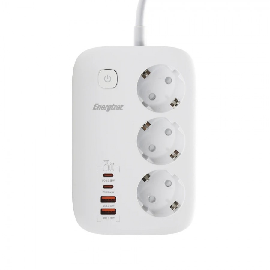 چندراهی برق 3 خانه Energizer فست شارژ مدل EPB3250W01EU طول 2 متر