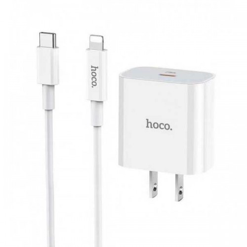 شارژر HOCO فست شارژ 20 وات مدل C76 PLUS همراه با کابل تبدیل LIGHTNING