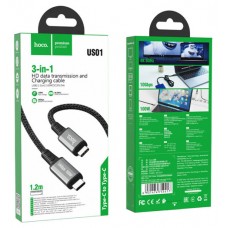 کابل شارژ دو سر HOCO TYPE-C فست شارژ 100 وات GEN2 مدل US01 طول 1.2 متر 