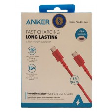 کابل شارژ دو سر ANKER TYPE-C فست شارژ 60 وات مدل POWERLINE Select+ A8032 طول 90 سانتی متر 