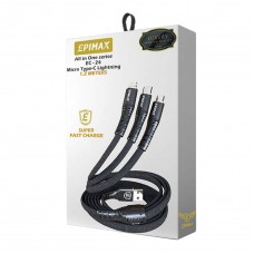 کابل شارژ 3کاره EPIMAX فست شارژ مدل EC-24 طول 1.2 متر 