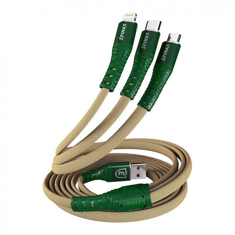 کابل شارژ 3کاره EPIMAX فست شارژ مدل EC-24 طول 1.2 متر