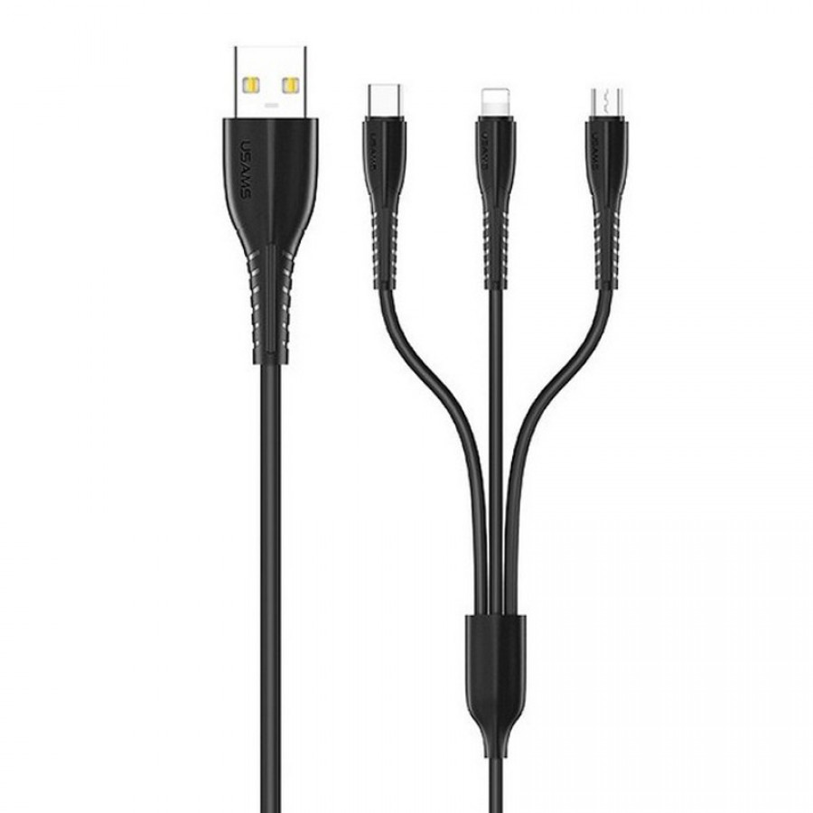 کابل شارژ 3 کاره فست شارژ USAMS مدل US-SJ374 U38 طول 1 متر