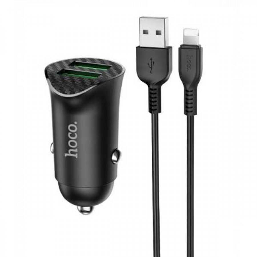 شارژر فندکی فست شارژ HOCO مدل Z39 همراه با کابل آیفون