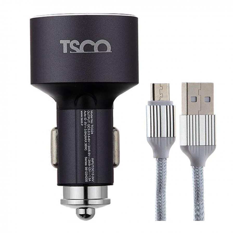 شارژر فندکی تسکو مدل TCG 24 همراه کابل MICRO USB