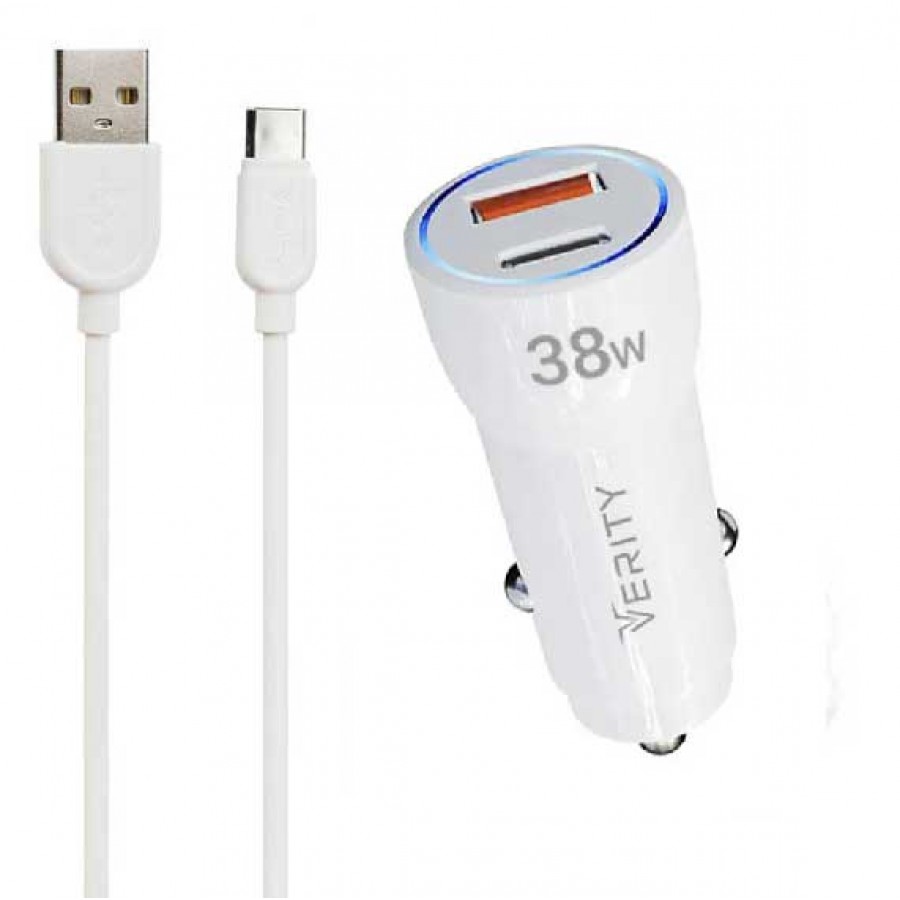 شارژر فندکی فست شارژ VERITY مدل C1121 همراه با کابل TYPE-C