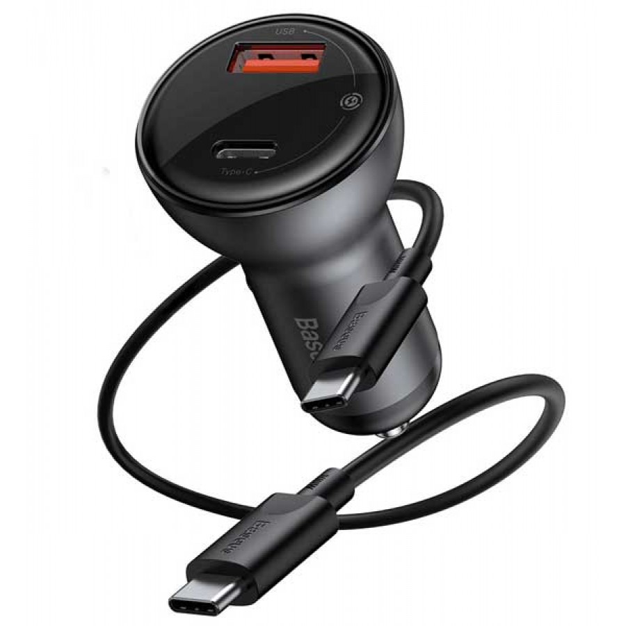 شارژر فندکی فست شارژ 45 وات BASEUS مدل TZCCBX-0G همراه با کابل TYPE-C به TYPE-C