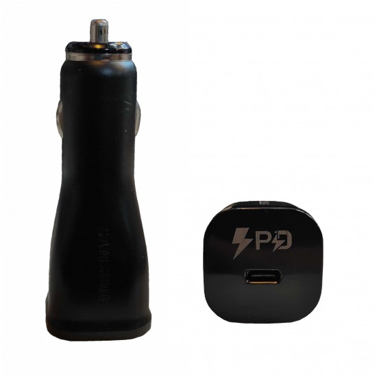 شارژر فندکی فست شارژ 25 وات طرح SAMSUNG همراه با کابل دوسر TYPE-C