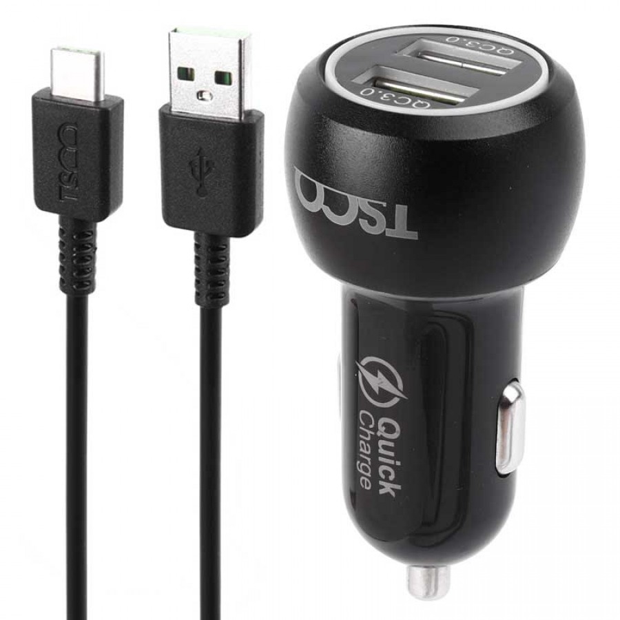 شارژر فندکی فست شارژ 36 وات TSCO مدل TCG 38 همراه با کابل TYPE-C