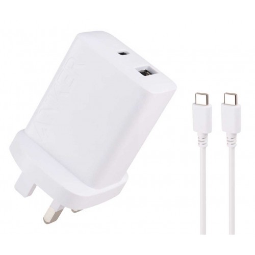شارژر ANKER فست شارژ 20 وات مدل B2348K21 به همراه کابل دوسر TYPE-C با گارانتی ایستا