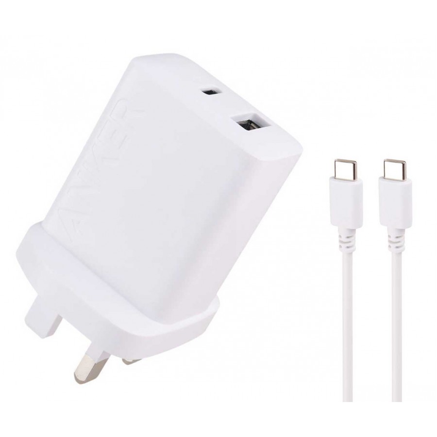 شارژر ANKER فست شارژ 20 وات مدل B2348K21 به همراه کابل دوسر TYPE-C با گارانتی ایستا