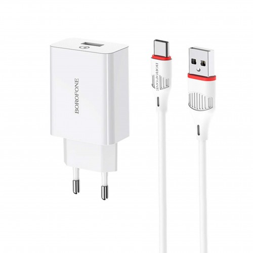 شارژر ديواري BOROFONE فست شارژ 18 وات مدل BA21A به همراه کابل TYPE-C