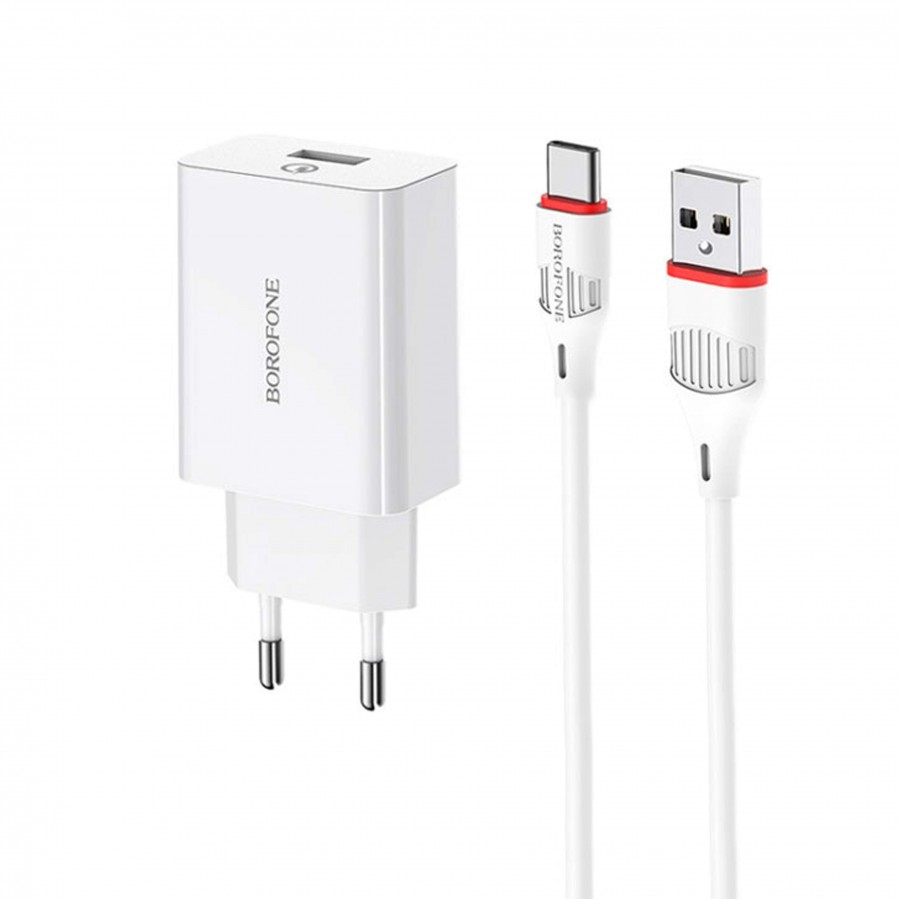 شارژر ديواري BOROFONE فست شارژ 18 وات مدل BA21A به همراه کابل TYPE-C
