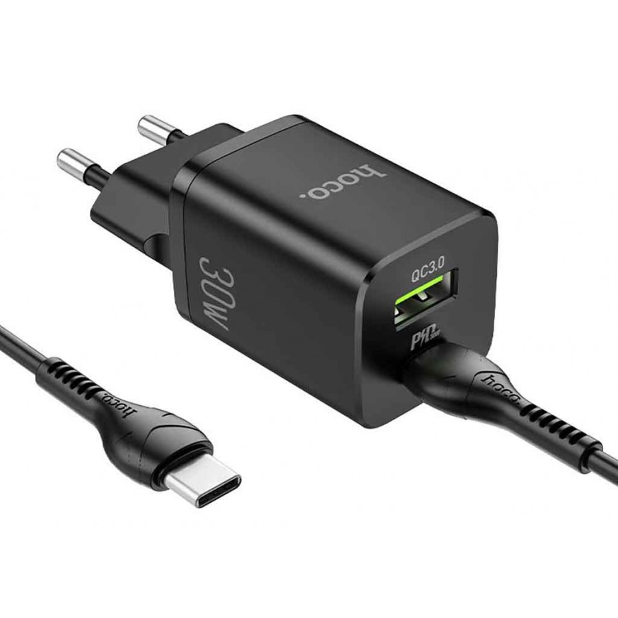 شارژر HOCO فست شارژ 30 وات مدل N13 به همراه کابل دو سر TYPE-C