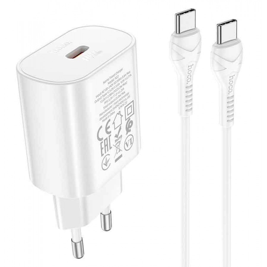 شارژر HOCO فست شارژ 25 وات مدل N22 به همراه کابل دو سر TYPE-C
