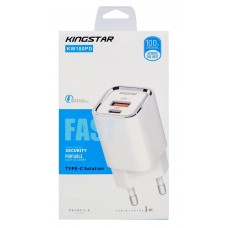 شارژر دیواری KINGSTAR فست شارژ 30 وات مدل KW180PD به همراه کابل TYPE-C 