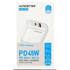 شارژر دیواری KINGSTAR فست شارژ 45 وات مدل KW220PD به همراه کابل TYPE-C 
