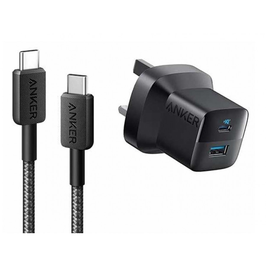 شارژر ANKER فست شارژ 33 وات مدل A2331K11 به همراه کابل دوسر TYPE-C