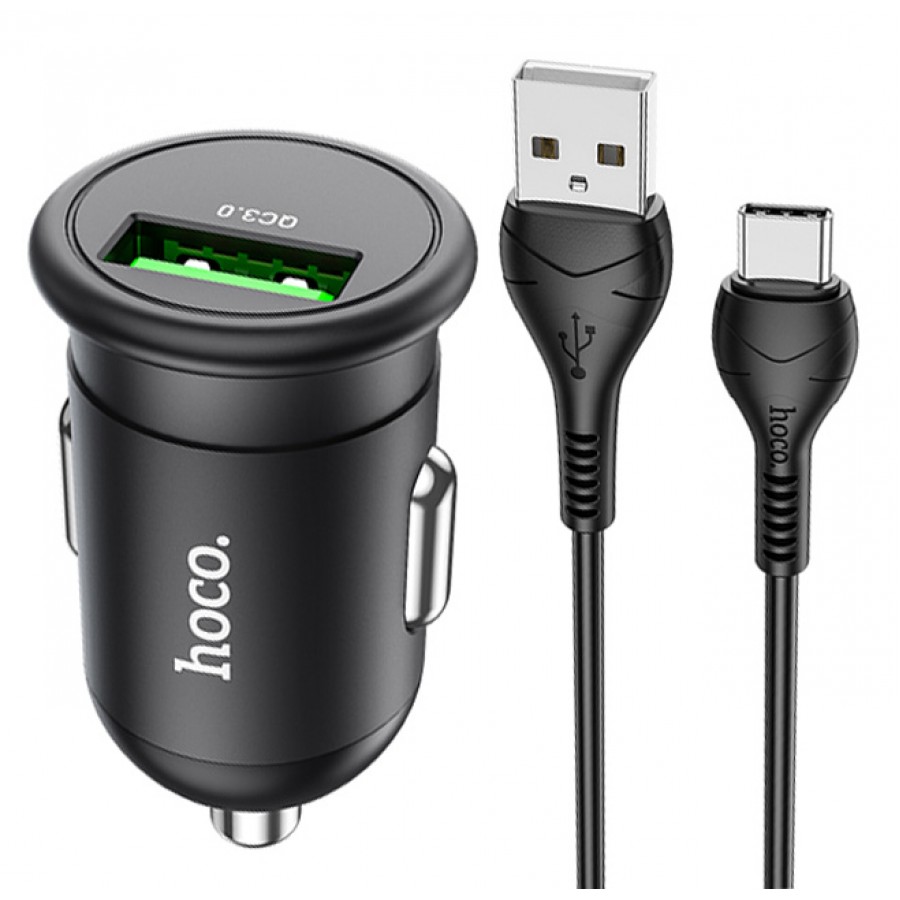 شارژر فندکی فست شارژ 18 وات HOCO مدل Z43 همراه با کابل TYPE-C