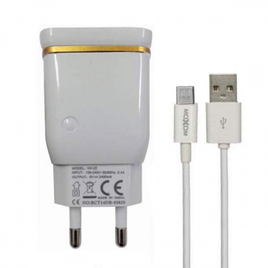 شارژر MOXOM مدل KH-22 به همراه کابل TYPE-C