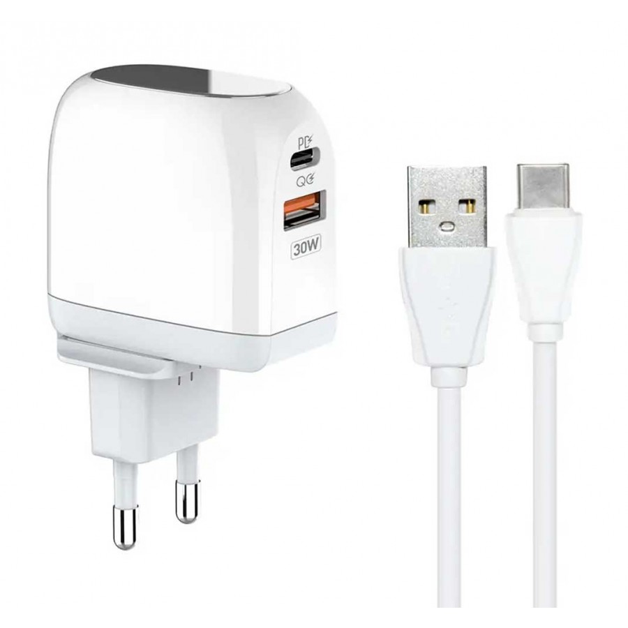 شارژر KINGSTAR فست شارژ 30 وات مدل KW215PD به همراه کابل TYPE-C