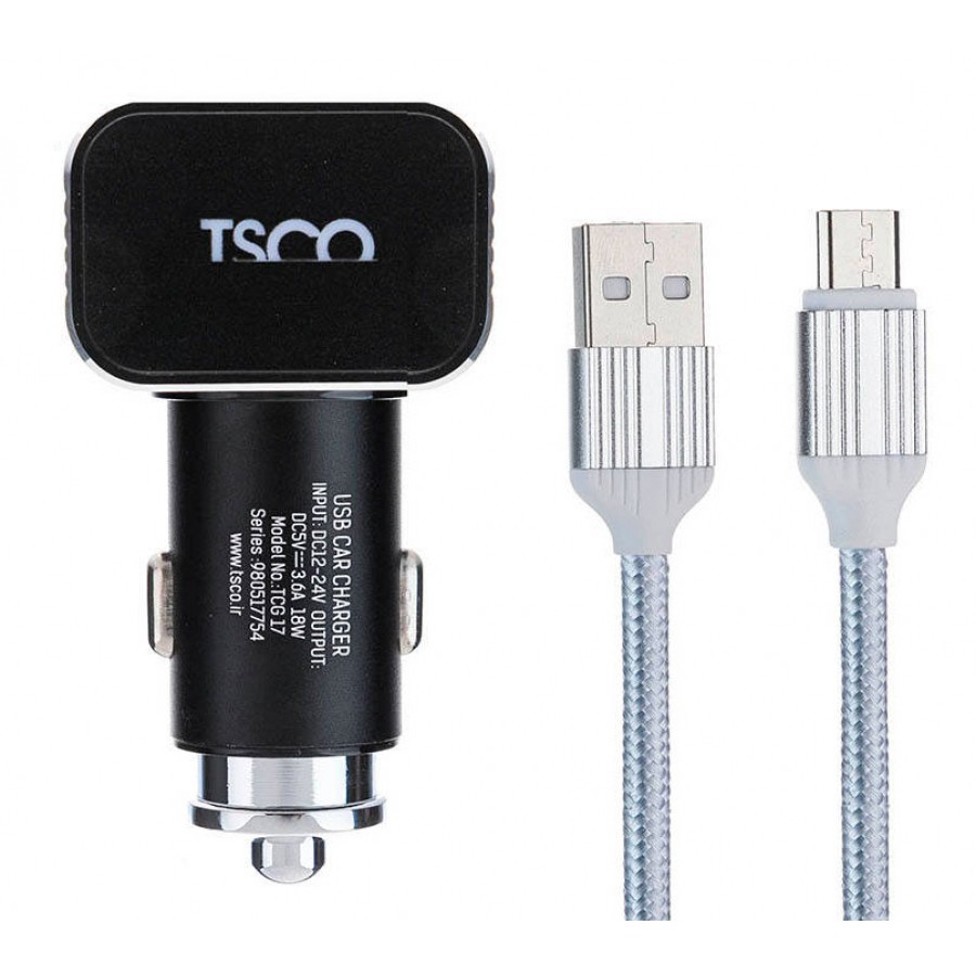 شارژر فندکی TSCO مدل TCG 17 به همراه کابل اندروید