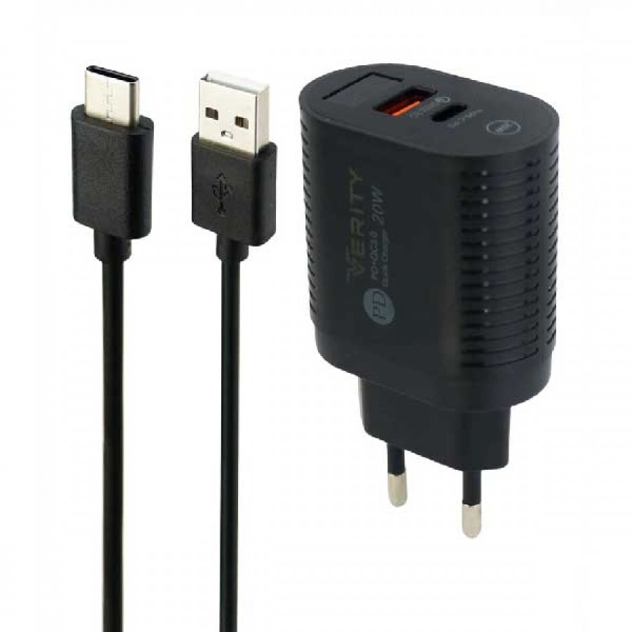 سرشارژر VERITY فست شارژ مدل AP 2119 به همراه کابل TYPE-C