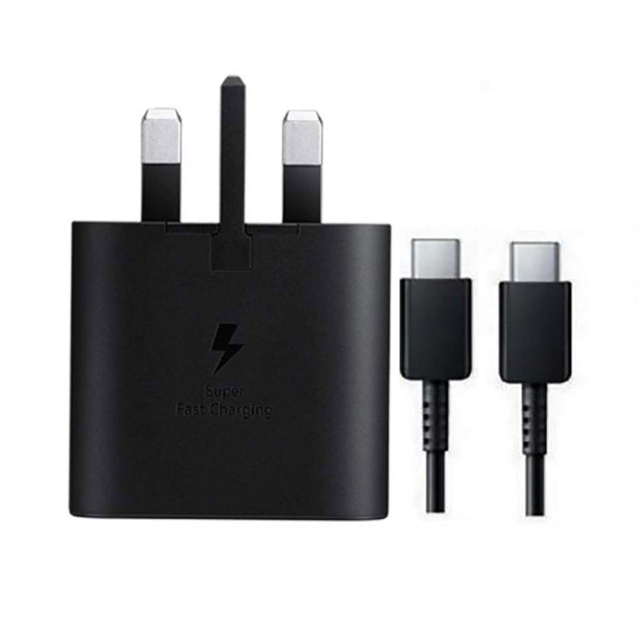 شارژر ديواري SAMSUNG فست شارژ 25 وات مدل EP-TA800XBEGAE به همراه کابل دو سر Type-C