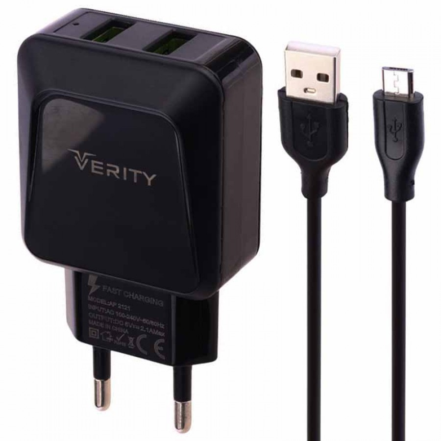 شارژر VERITY مدل AP 2121 به همراه کابل MICRO USB