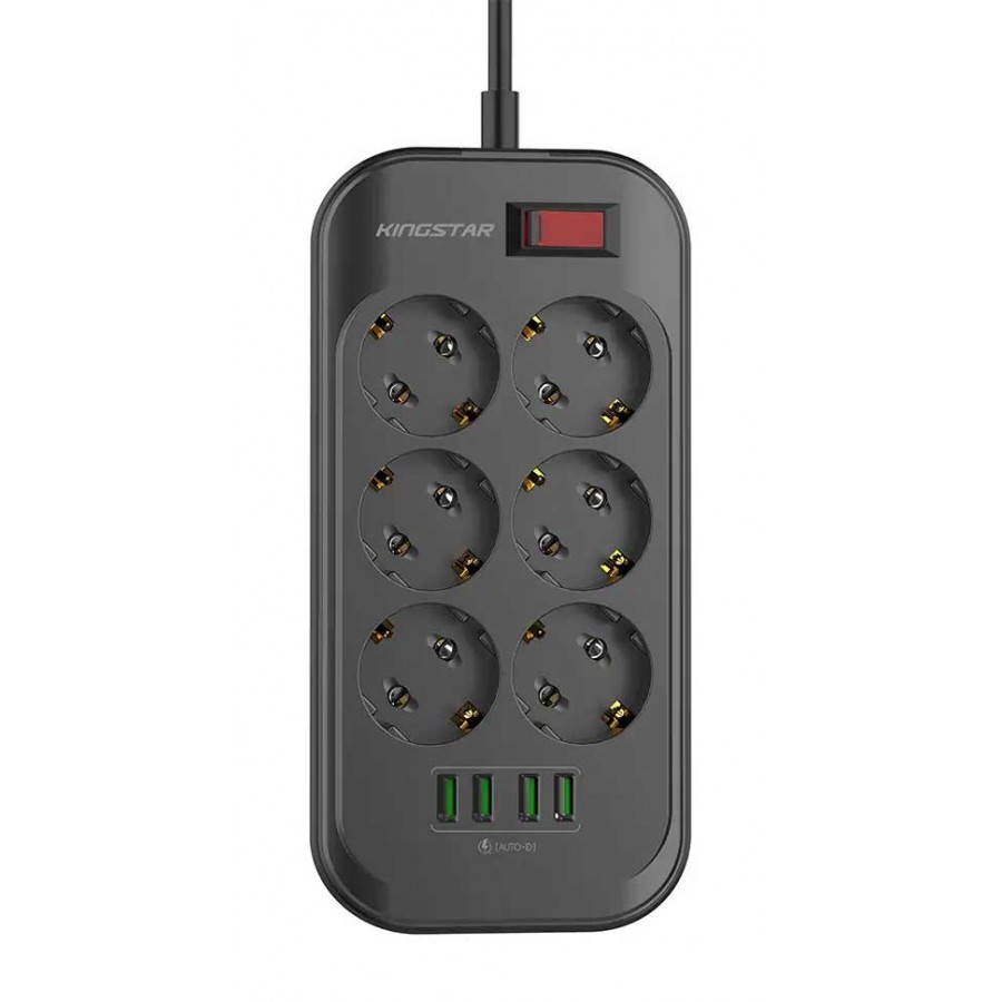 چندراهی برق 4 خانه KINGSTAR فست شارژ مدل KPS5105 طول 2 متر