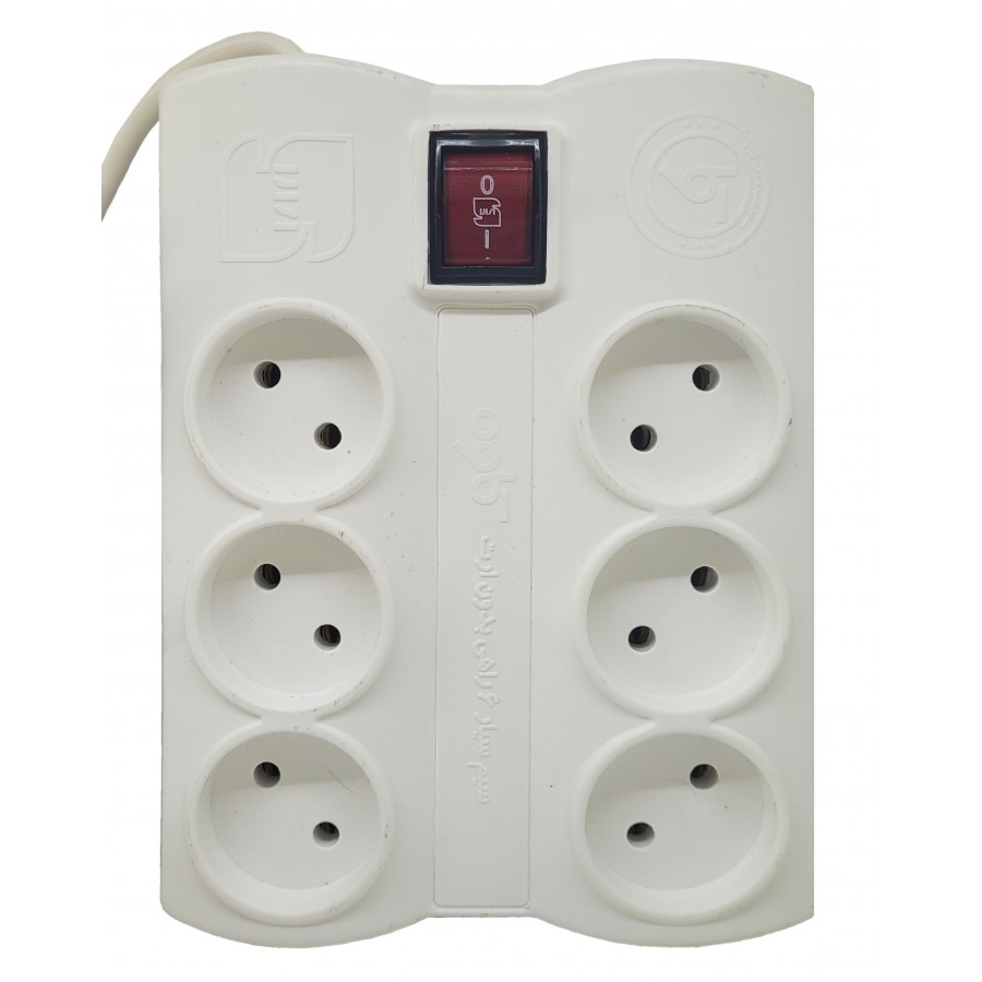 چندراهی برق KAVEH مدل KES 26162L کلیددار طول 2.5 متر 6 خانه