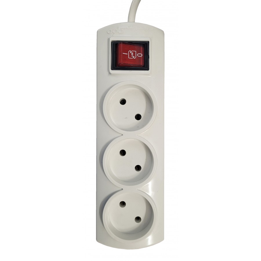 چندراهی برق KAVEH مدل KES 23163L کلیددار طول 2.5 متر 3 خانه