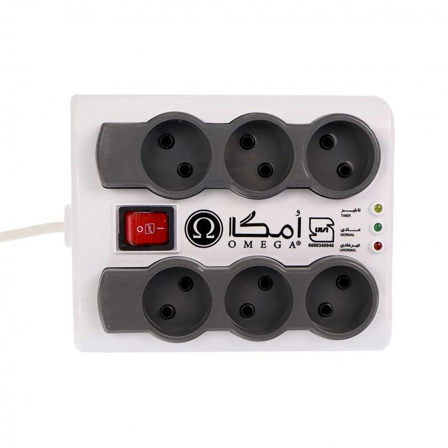محافظ برق کلیددار امگا 6 خانه مدل P6000 طول 1.5 متر