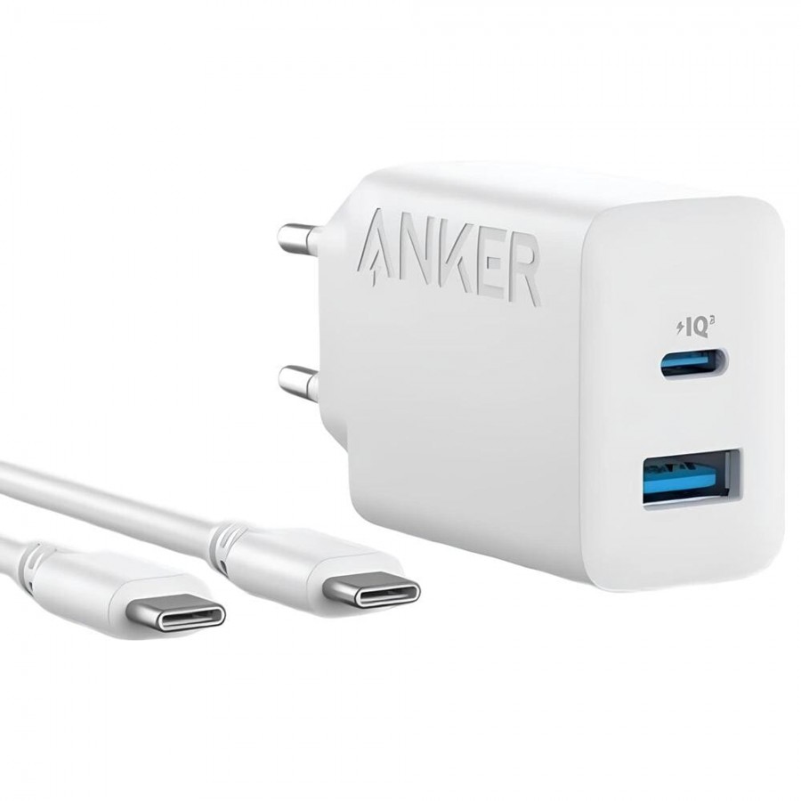شارژر ANKER فست شارژ 20 وات مدل B2348G21 به همراه کابل دوسر TYPE-C