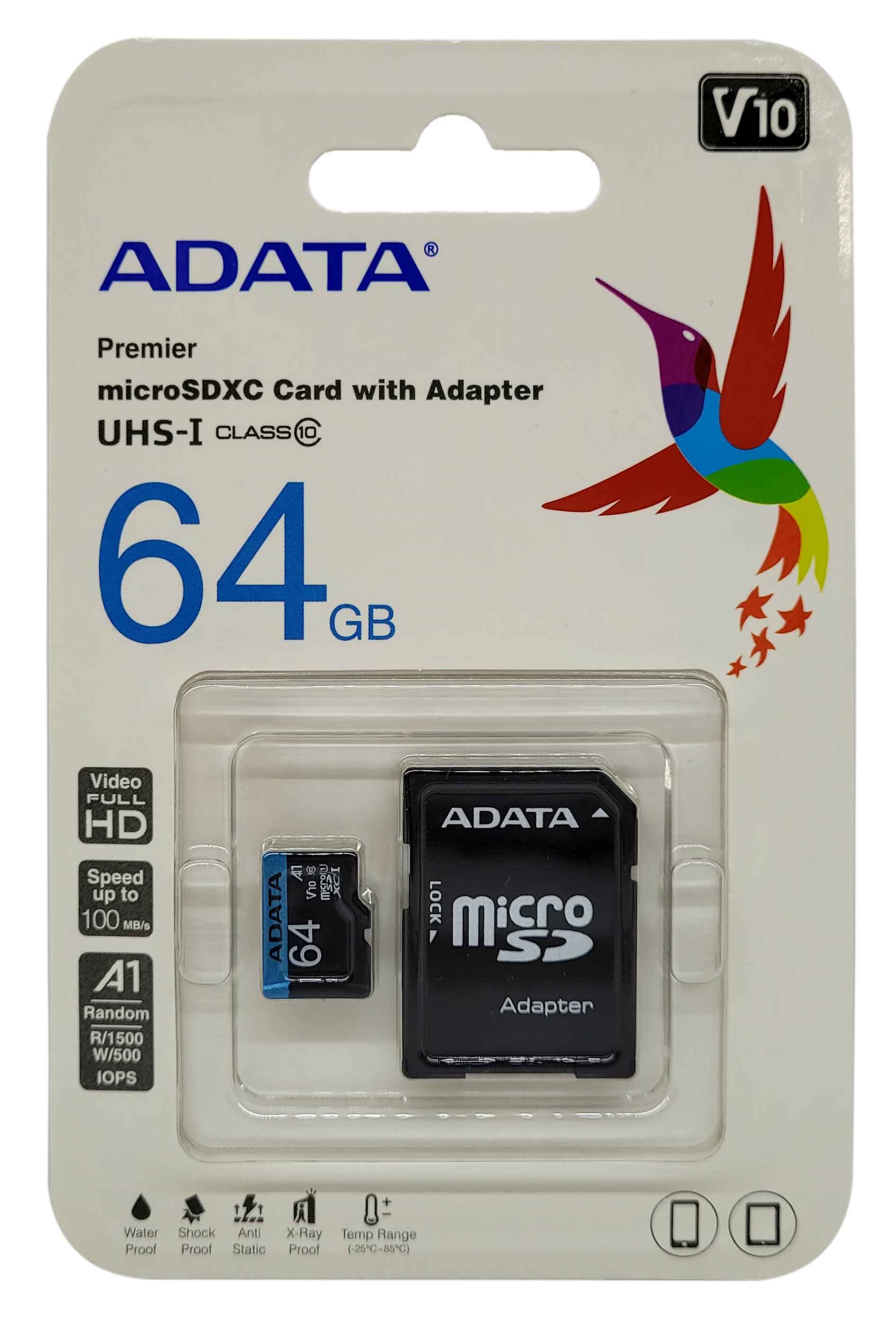 مشخصات, قیمت و خرید کارت حافظه ADATA 64GB سرعت 100MB/s همراه با آداپتور ...